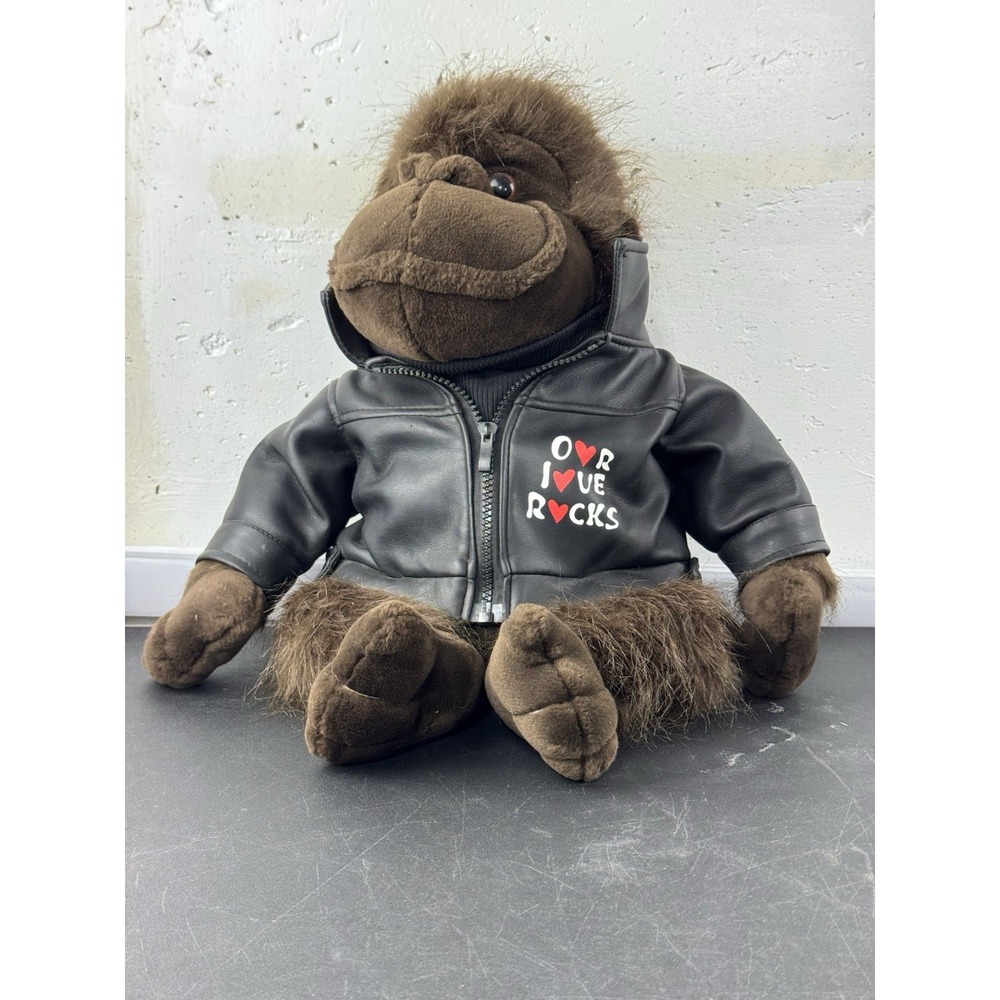 Dan Dee Collectors‎ Choice Gorilla Plush Our Love Rocks Faux Leather Jacket EUC